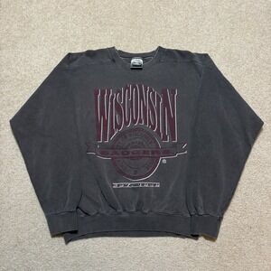 Vtg 90s Wisconsin Badgers Sweatshirt Mens Medium Gray NCAA Collegiate Crewneck